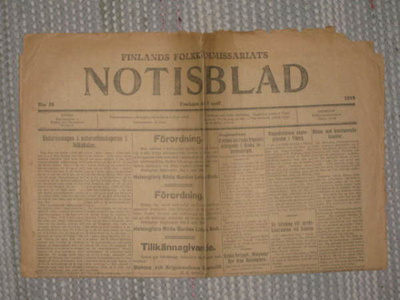 Sanomalehti: Finlands Folkkommissariats Notisblad 5.4.1918