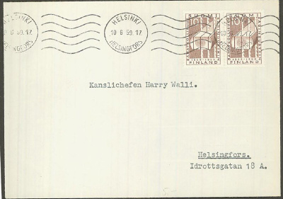 1959 sahateollisuus 10 mk pari  paikalliskirje