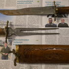 Vintage koristeellinen Itämainen lihanleikkaussetti puisella - pikkukuva 1