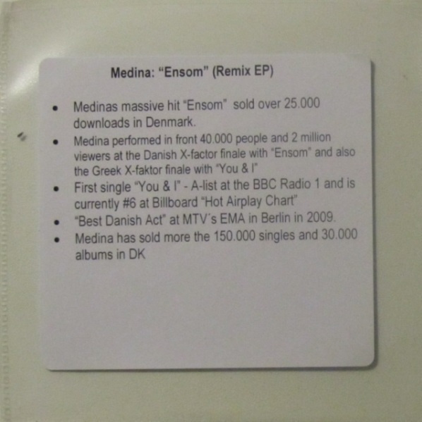 Medina • Ensom PROMO CDr (Remix EP)