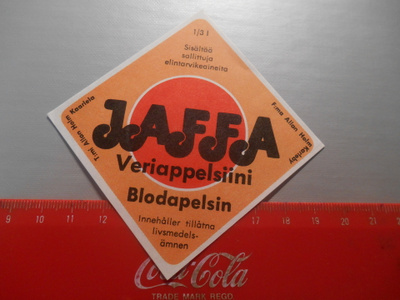 Jaffa Veriappelsiini T:mi Allan Holm Kaarlela etiketti