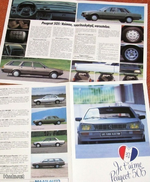 1983 Peugeot 505 esite - KUIN UUSI - suomalainen