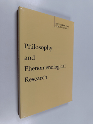 Philosophy and phenomenological research : vol. 71, Novem...