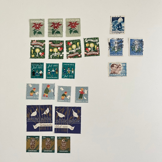 Tanska - joulumerkkejä 1943 -1956 ( 25kpl )