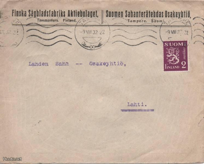Firmakuori Tampere: Suomen Sahanterätehdas 1932