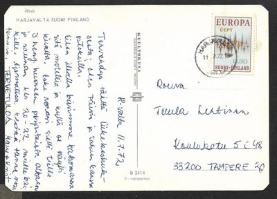 Postilähetys - Eurooppa 0,30 (LAPE 700) Harjavalta 11.7.1972