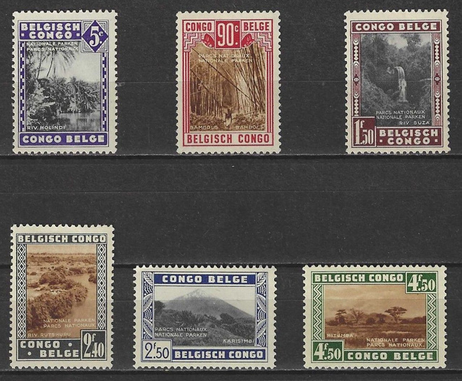 (S0126) BELGIAN CONGO, 1938 (National Parks). Mi ## 173-178