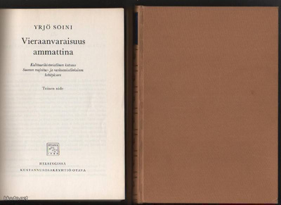 Soini, Yrjö: Vieraanvaraisuus ammattina 1 - 2,Otava 1963,K3+
