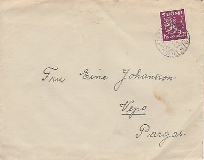 1941, Korppoo, Kirje Paraisille ( Pargas Vepo )