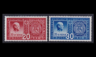 Norja 274-5 ** Postiliiton juhlavuosi (1942)