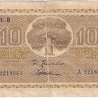 10 Markkaa 1939 Litt.D A-sarjaa, kulmakuvio I, vl.II, kl.4 - pikkukuva 1