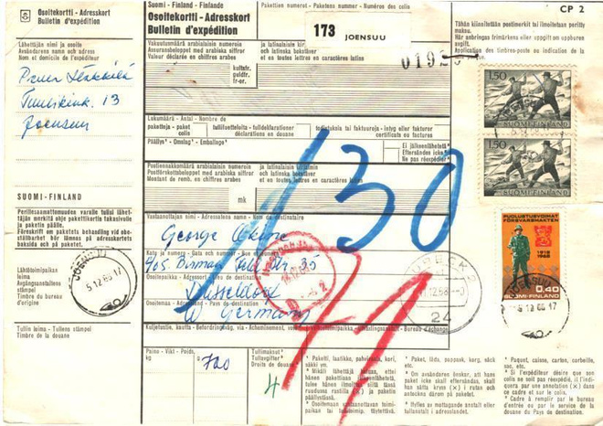 POSTILÄHETYS OSOITEKORTTI JOENSUU - SAKSA