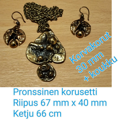 VINTAGE, korusetti, pronssinen, riipus ja korvakorut