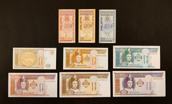 Mongolia 10 - 50 Mongo, 1 - 100 Togrog 1993-98, P49-P57, UNC