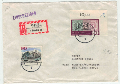 Berlin Mi 263 ym kirjattu kirje