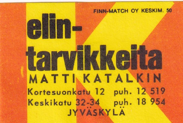 Jyväskylä. Matti Katalkin  , elintarvikkeita,   b428