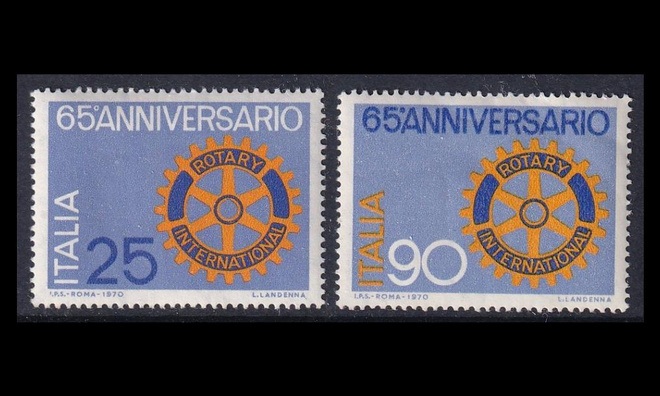 Italia 1321-2 ** Rotary International 65v (1970)