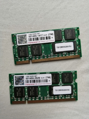 Muistikammat (2 x 1 GB, Transcend)
