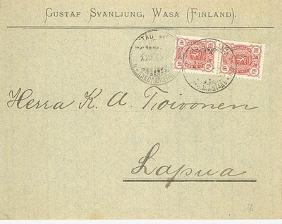 Svanljung - firmakuori Vaasasta 1898 Lapualle
