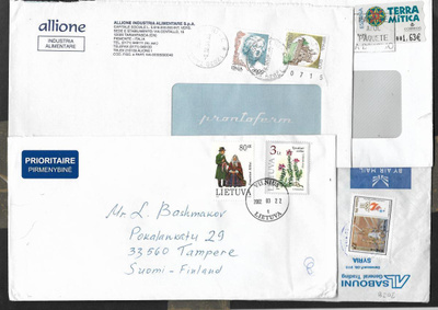 Erä ulkomaisia postilähetyksiä 20kpl