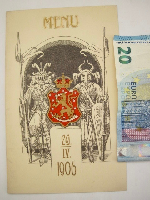 VANHA Menu Suuriruhtinaskunnan Vaakunalla 1906 UPEA