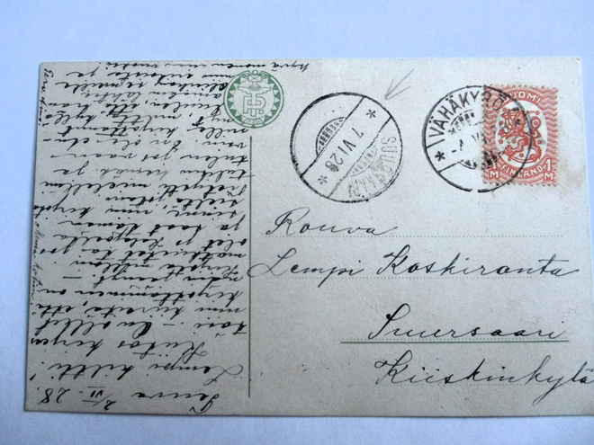 1928 Vähäkyrö kortti Suursaareen