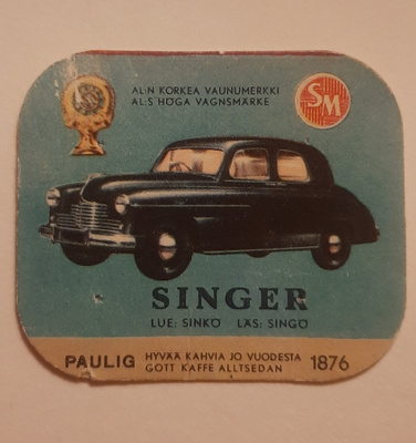 Paulig Singer AL:n korkea vaunumerkki autokortti kahvikortti