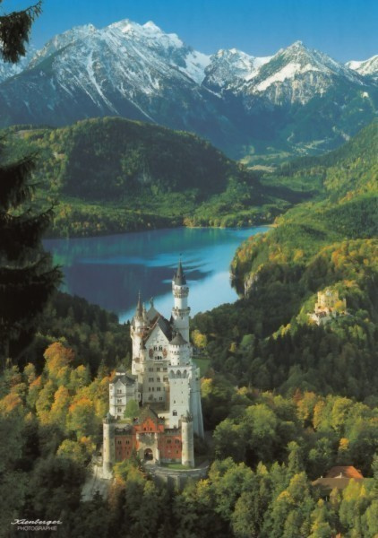 Neuschwanstein linna, järvi, Alpit (isohko kortti)