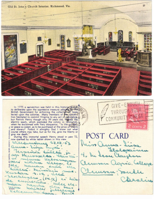 Vanha kortti, Yhdysvallat, Virginia, Richmond, v. 1953