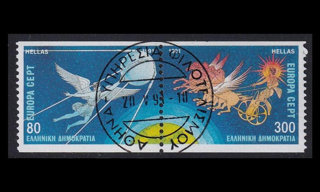 Kreikka 1777-8Cp o Europa avaruus (1991)
