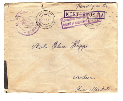 VANHA Kenttäposti Kuori M.Pontt.P. 2.II.1940 Talvisota