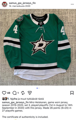 Miro Heiskanen Dallas game worn