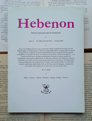 Hebenon • rivista internazionale di letteratura • Anno V