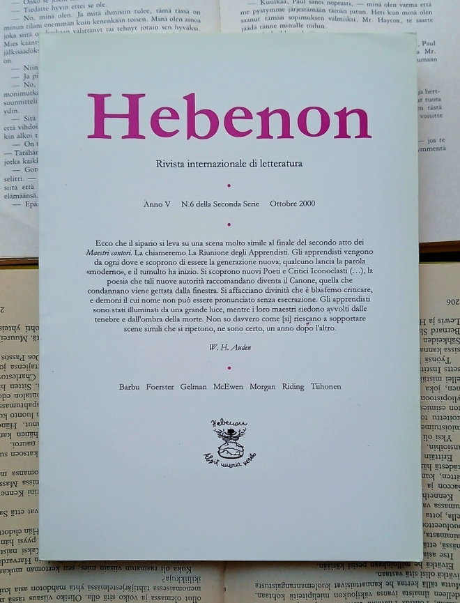 Hebenon • rivista internazionale di letteratura • Anno V