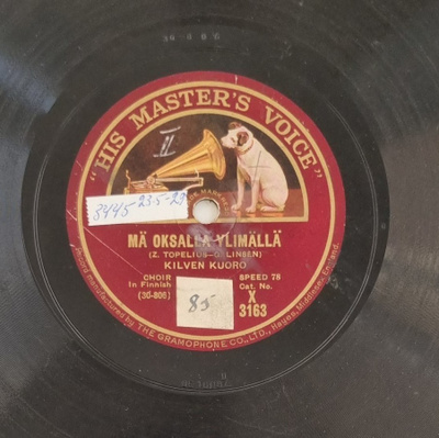 Savikiekko 1929 - Kilven kuoro - His Master's Voice X 3163