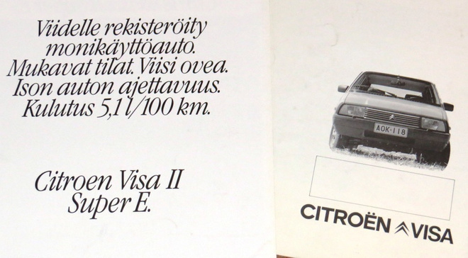 1981 Citroen Visa II Super E esite - VALTAVA - suomalainen