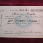 Viisi Suomen markkaa. Shekki. Suomen Pankki. 1918 - pikkukuva 1
