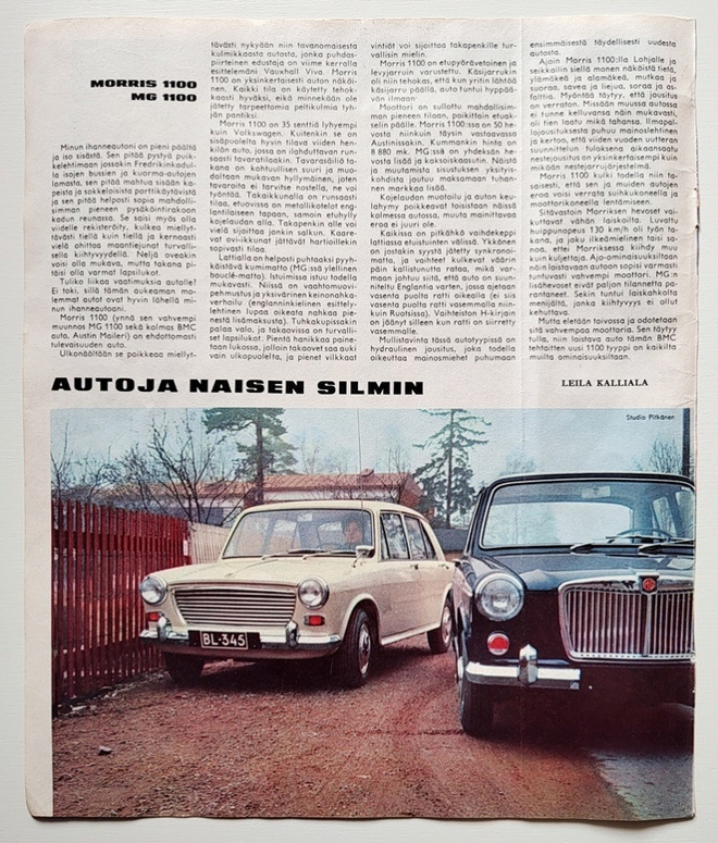 Vanha lehtileike "Autoja naisen silmin"