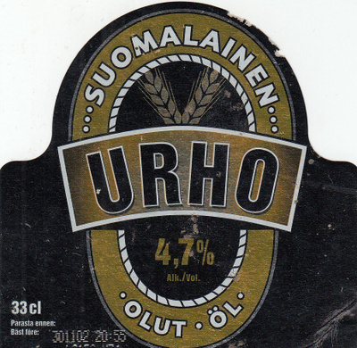 Olutetiketti Suomalainen URHO  Olut 4.7 %  , a3