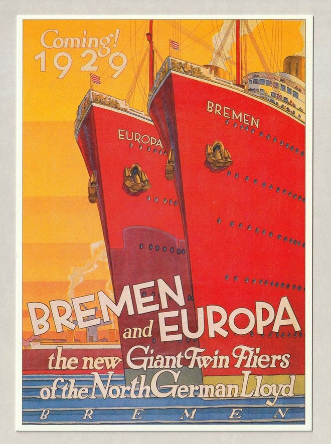 Postikortti: SS Bremen ja SS Europa