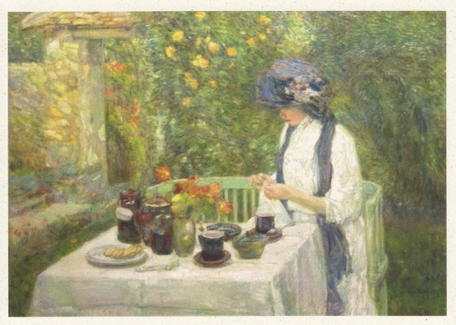 Frederick Hassam: Ranskalainen puutarha (postikortti)