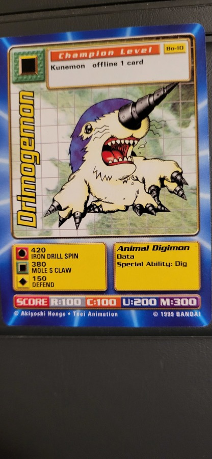 1999 BANDAI Digimon - Drimogemon Non Holo card Bo-10