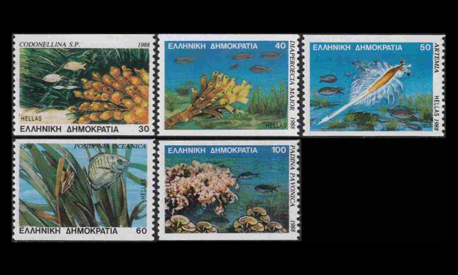 Kreikka 1680-4C ** Välimeren mikro-organismeja (1988)