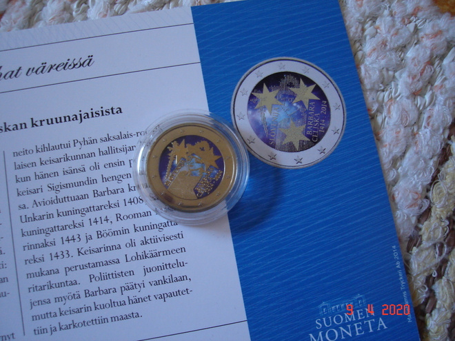 Väritetty 2 euroa Slovenia 2014