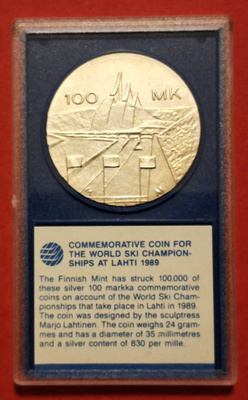 Harvinainen Saksa-Englanti 100 mk 1989 hiihdon MM Lahti.