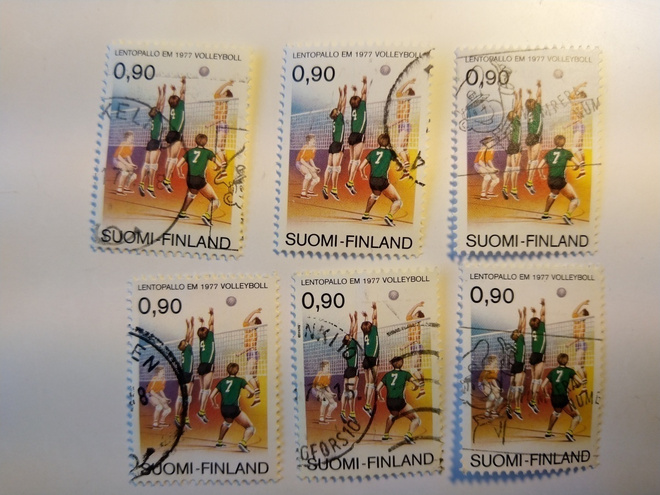 Postimerkki lentopallo EM 1977
