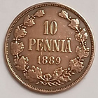 Aleksanteri III, kupari 10 penniä, vuodelta 1889. - pikkukuva 1