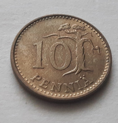 10 penniä v. 1967, circ