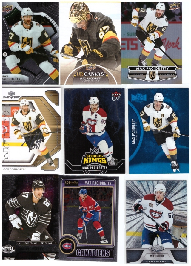 9 x MAX PACIORETTY Canadiens, Golden Knights Erikois ym. Kor