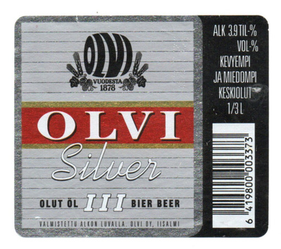 OLVI Iisalmi. SILVER III olut etiketti